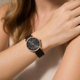 Bullion Gold Bullion Gold Elite Watch Embellished with Rhinestone - Rose Gold and Black
