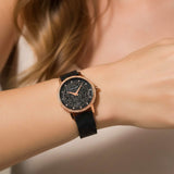 Bullion Gold Bullion Gold Elite Watch Embellished with Rhinestone - Rose Gold and Black