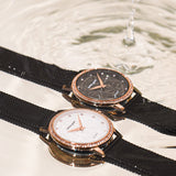 Bullion Gold Bullion Gold Elite Watch Embellished with Rhinestone - Rose Gold and Black
