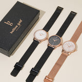 Bullion Gold Bullion Gold Elite Watch Embellished with Rhinestone - Rose Gold and Black