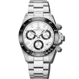 Christophe Duchamp Grand Mont Ceramic - White Dial with Black Bezel and Silver Stainless Steel Strap