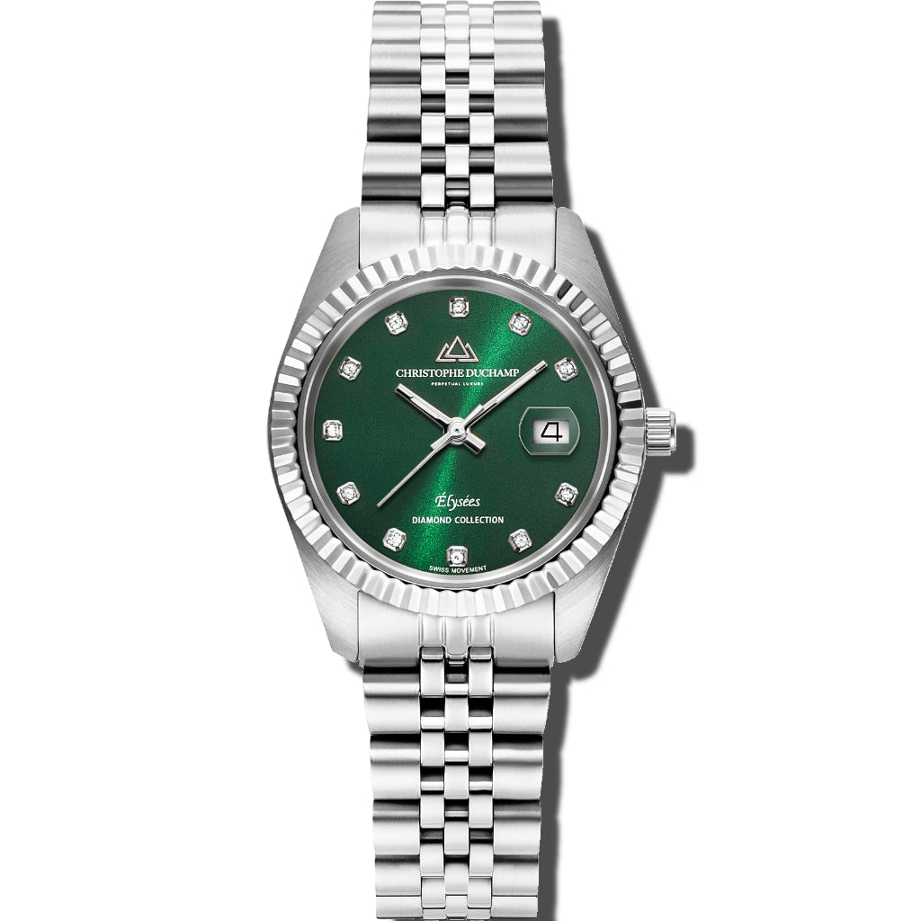 Christophe Duchamp Élysées - Green Dial with Silver Stainless Steel Strap