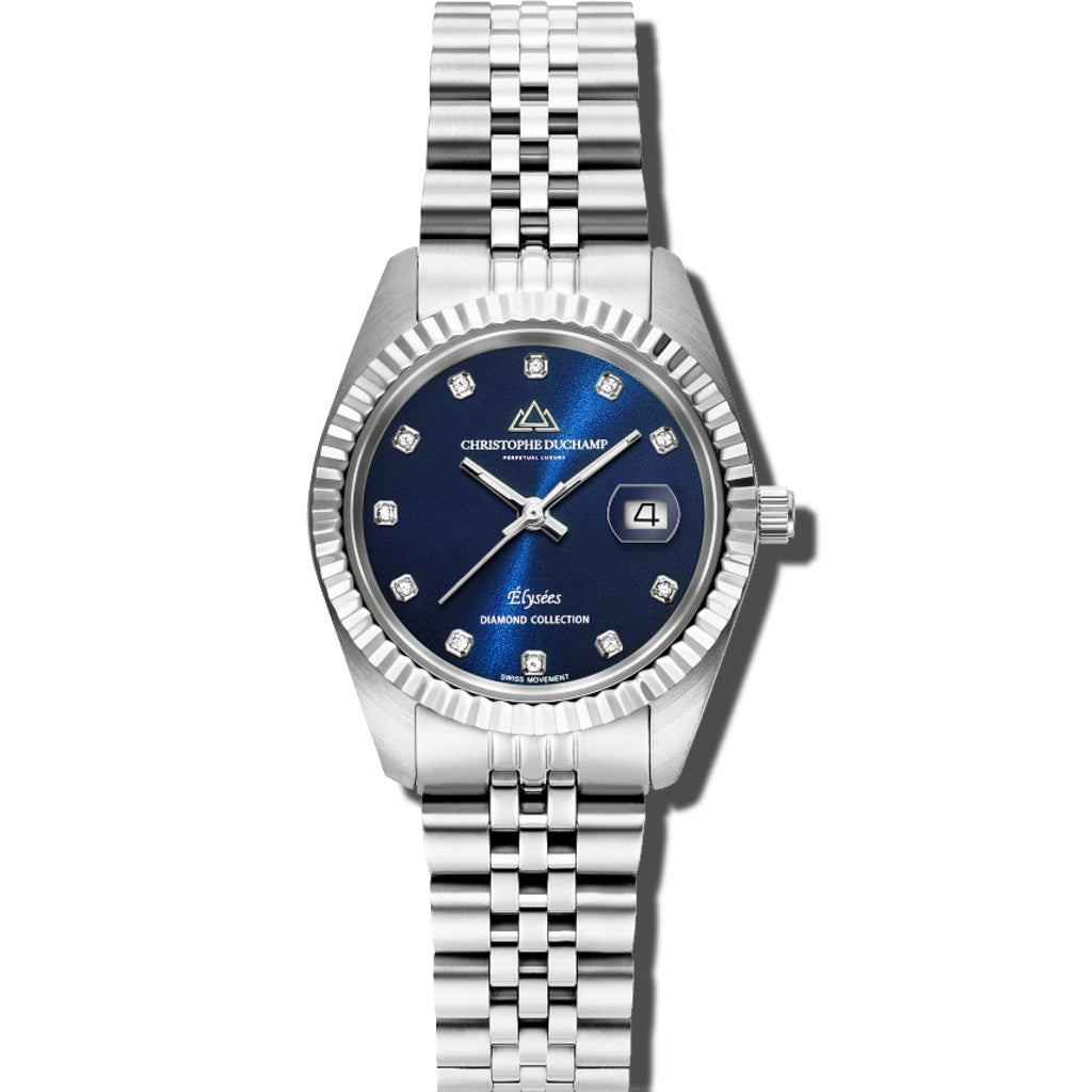 Christophe Duchamp Élysées - Blue Dial with Silver Stainless Steel Strap