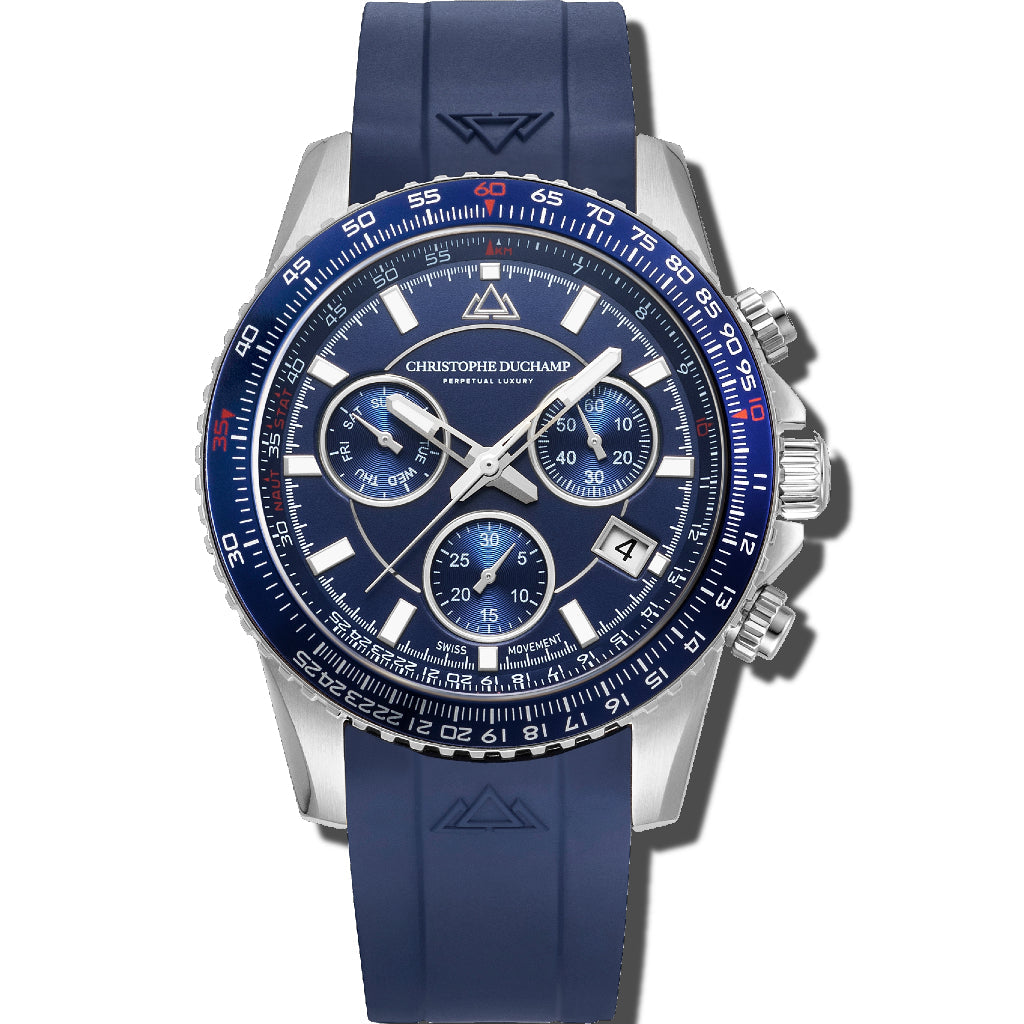 Christophe Duchamp Velocite V2 - Blue Dial with Silver Case and Blue Rubber Strap