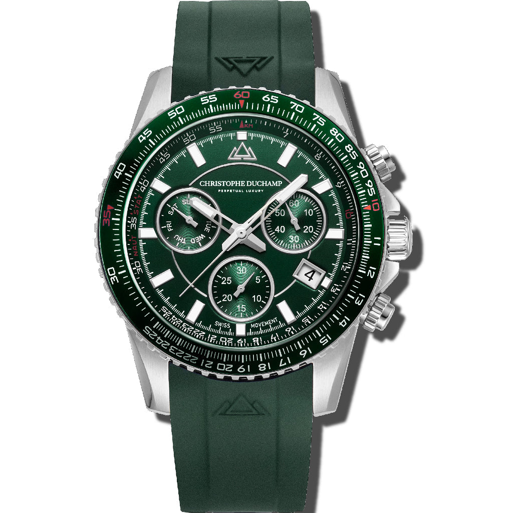 Christophe Duchamp Velocite V2 - Green Dial with Silver Case and Green Rubber Strap