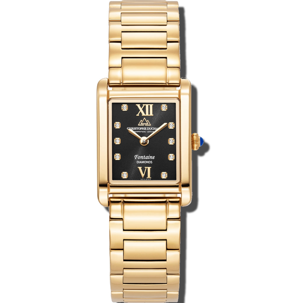 Christophe Duchamp Fontaine - Black Dial with Gold Stainless Steel Strap