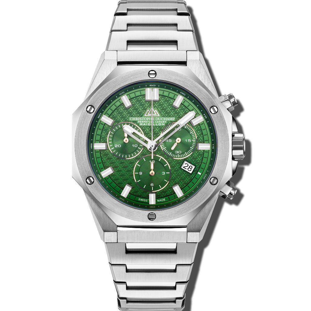 Christophe Duchamp Raidillon Chrono - Green Dial with Silver Stainless Steel Strap
