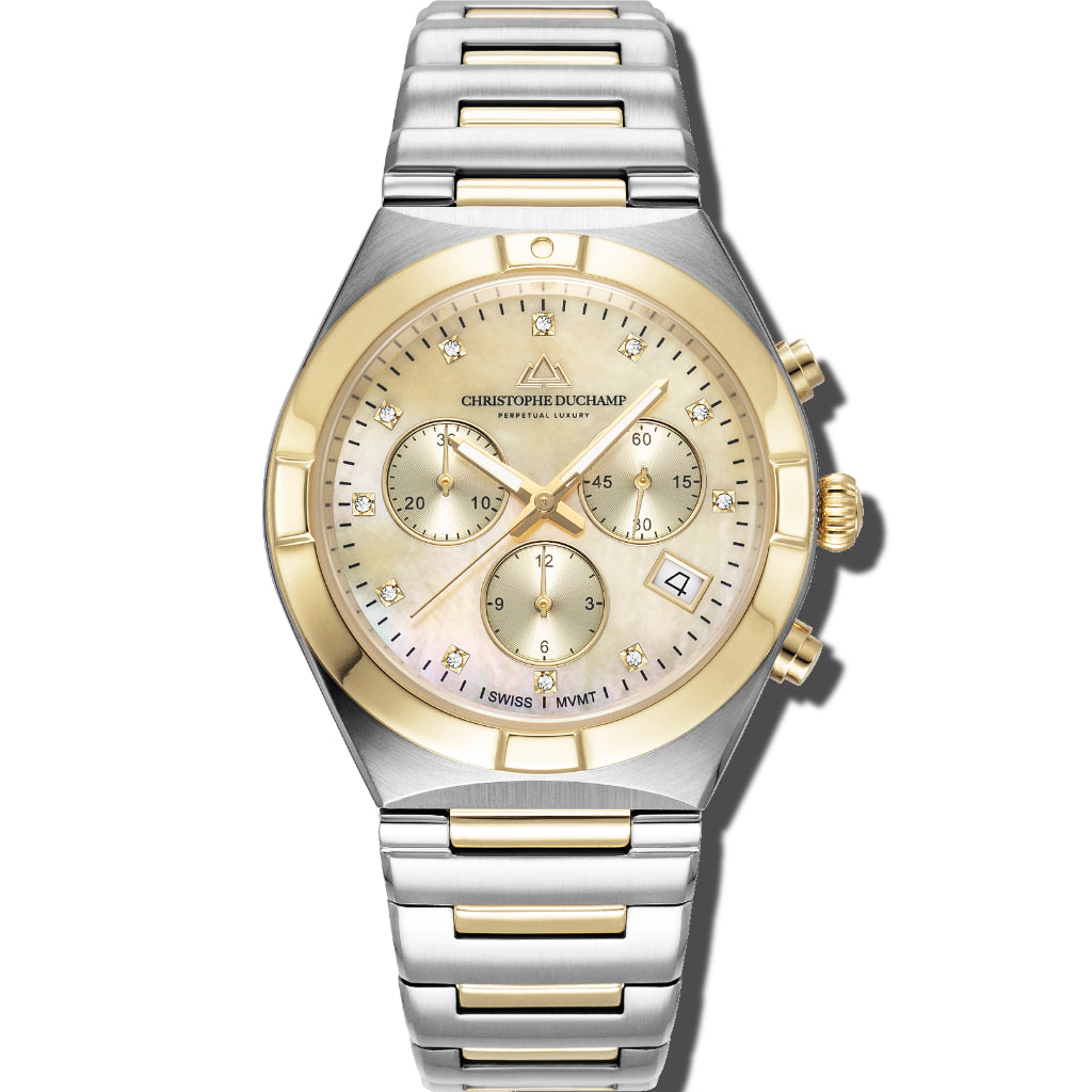 Christophe Duchamp D'orsay - Champagne Dial with Gold & SIlver Stainless Steel Strap