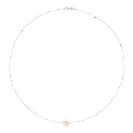 Necklace Real Cultured Freshwater Pearl Baroque 10-11- - Natural Pearl White - Longueur 42 cm