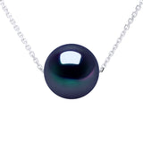 Necklace Real Cultured Freshwater Pearl Round 8-9 mm - "Black Tahitian Style" - Length 42 cm
