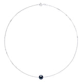 Necklace Real Cultured Freshwater Pearl Round 8-9 mm - "Black Tahitian Style" - Length 42 cm