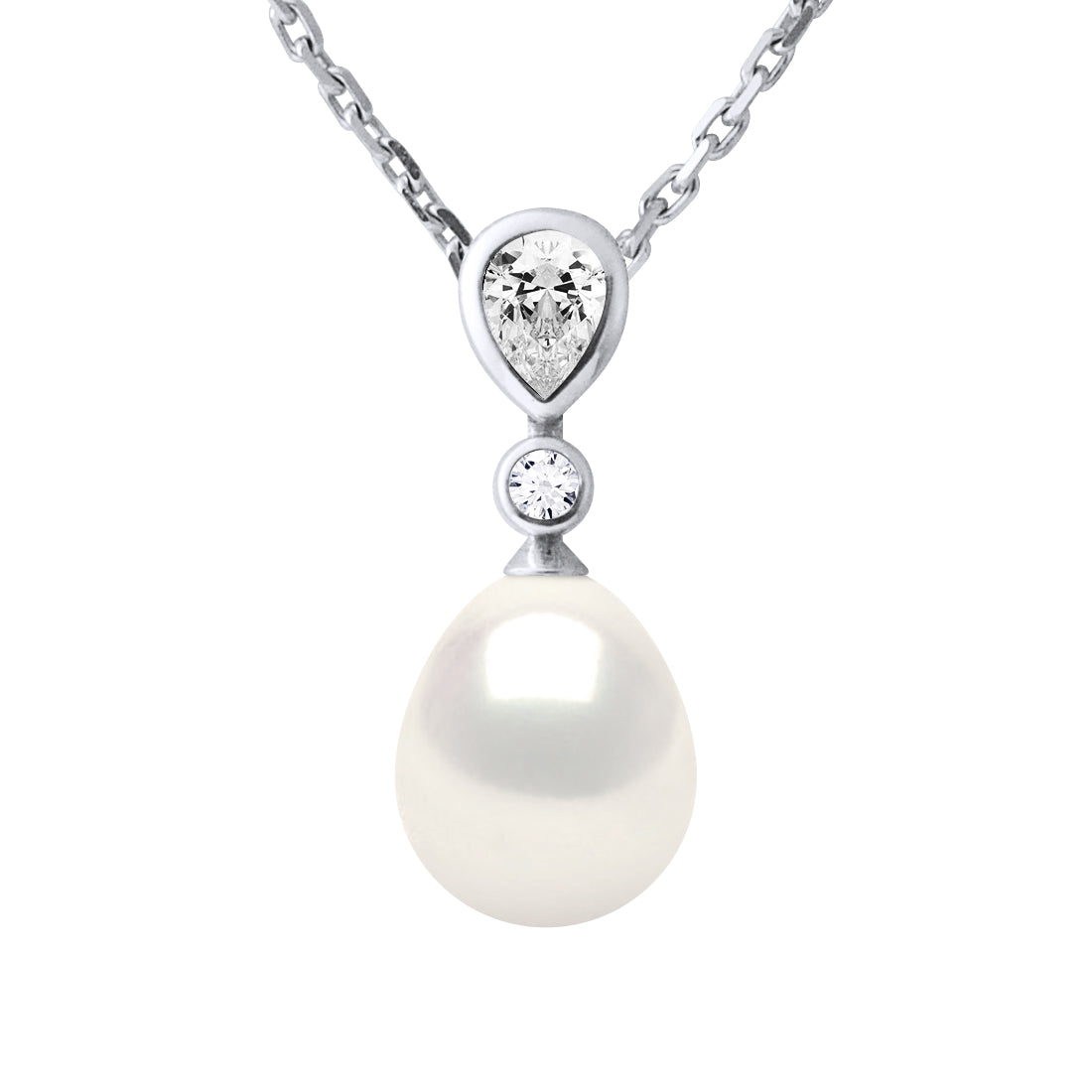 Necklace Row of Real Cultured Freshwater Pearls Semi Round 5-6 mm - Natural White - Longueur 18 cm
