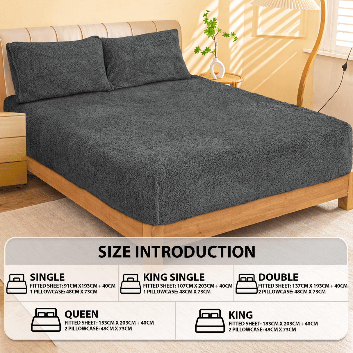 Ramesses Sherpa Fleece Combo Set - Charcoal