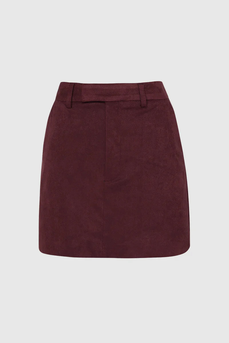 Madison The Label Collins Mini Skirt - Plum Suede