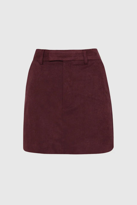 Madison The Label Collins Mini Skirt - Plum Suede