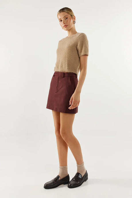 Madison The Label Collins Mini Skirt - Plum Suede