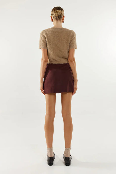 Madison The Label Collins Mini Skirt - Plum Suede