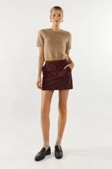 Madison The Label Collins Mini Skirt - Plum Suede