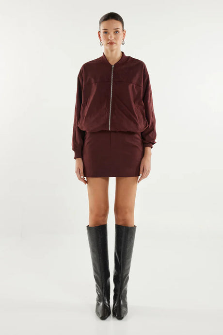 Madison The Label Collins Mini Skirt - Plum Suede