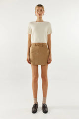 Madison The Label Collins Mini Skirt - Tan Suede