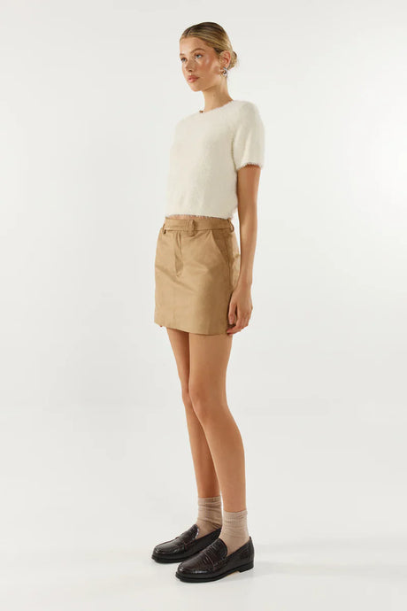 Madison The Label Collins Mini Skirt - Tan Suede