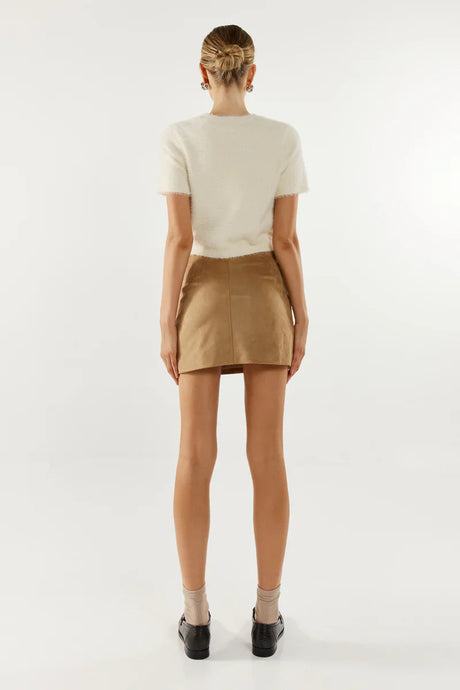 Madison The Label Collins Mini Skirt - Tan Suede