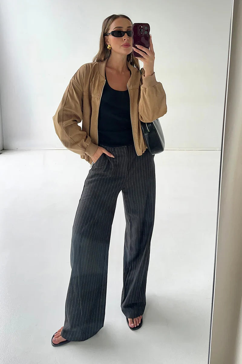 Madison The Label Deserae Jacket - Tan Suede