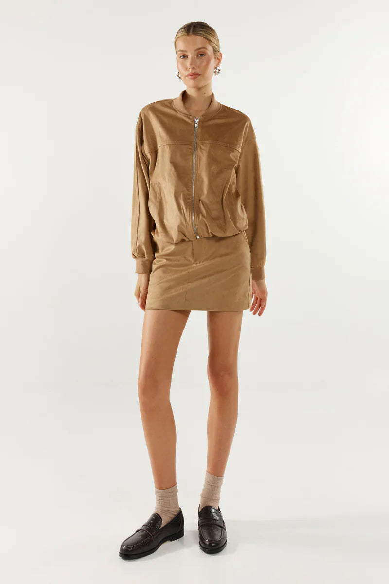 Madison The Label Deserae Jacket - Tan Suede