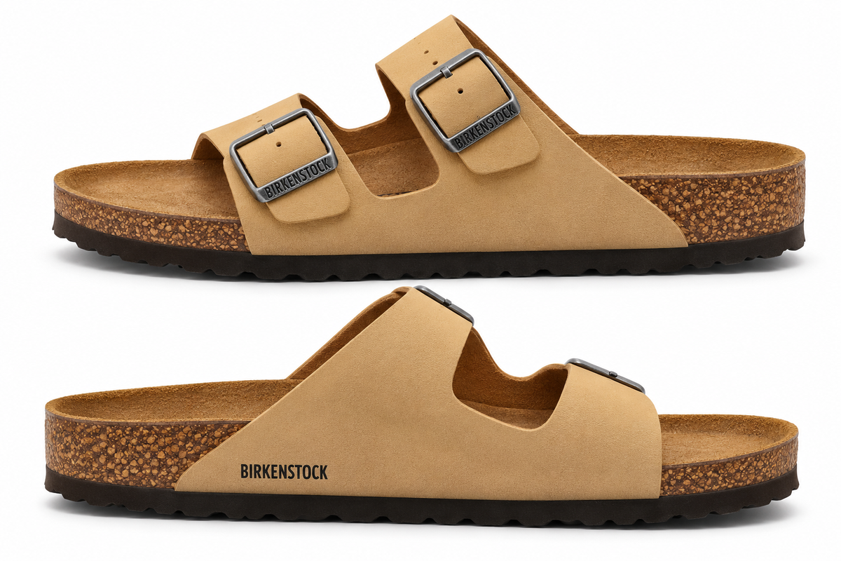 Birkenstock Unisex Arizona BirkiBuc Narrow Fit Sandals - Latte Cream