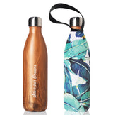 Future Bottle + Carry Cover (Banana Leaf  Print) - 750 ml - Woodgrain