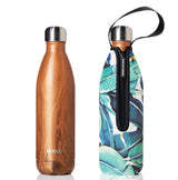 Future Bottle + Carry Cover (Banana Leaf  Print) - 750 ml - Woodgrain