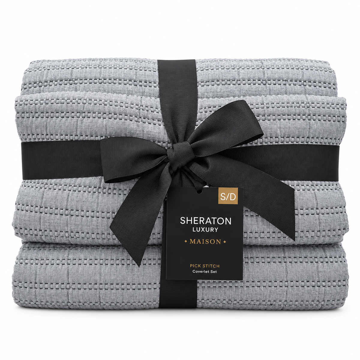Sheraton Luxury Maison Pick Stitch Comforter Set With Pieces Denim