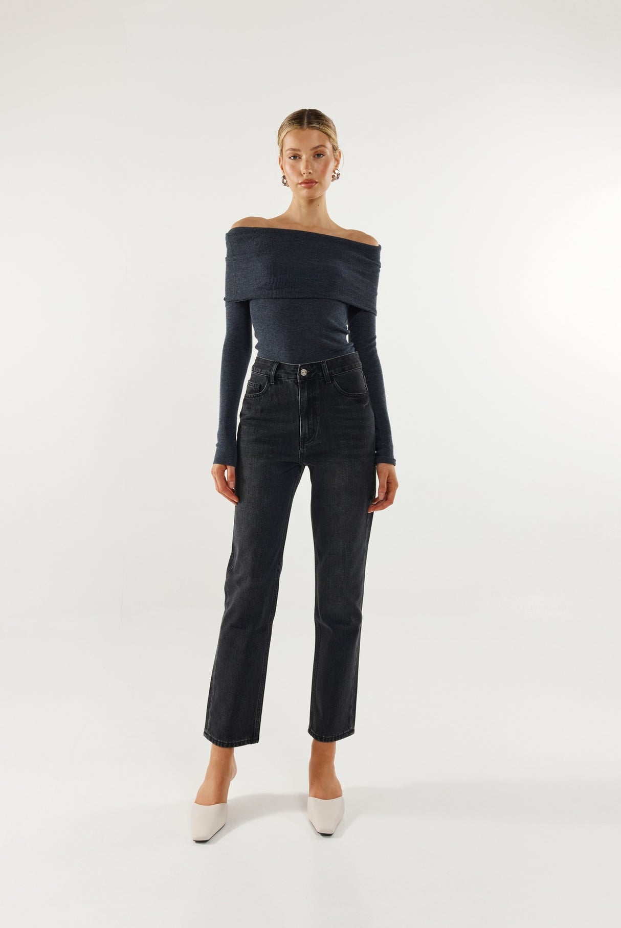 Madison The Label Frances Knit Top - Charcoal