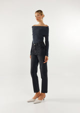 Madison The Label Frances Knit Top - Charcoal