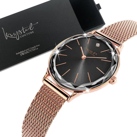 Krystal Couture Geometric Mineral Glass Feat Swarovski® Crystal Watch