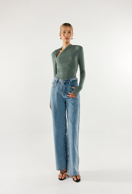 Madison The Label Laury L/S Top - Sage