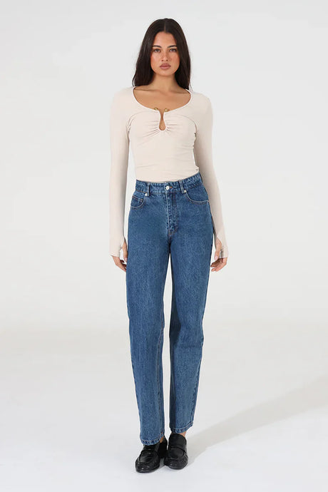 Madison The Label Leanne Long Sleeve Top - Oat