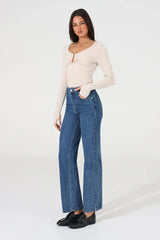 Madison The Label Leanne Long Sleeve Top - Oat
