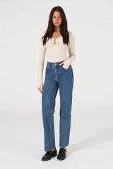 Madison The Label Leanne Long Sleeve Top - Oat