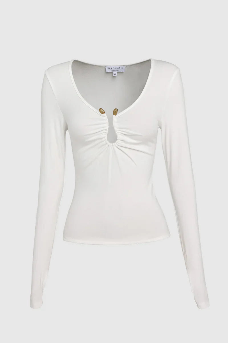 Madison The Label Leanne Long Sleeve Top - White