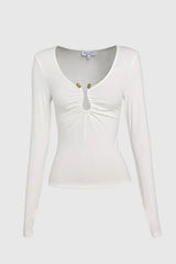 Madison The Label Leanne Long Sleeve Top - White