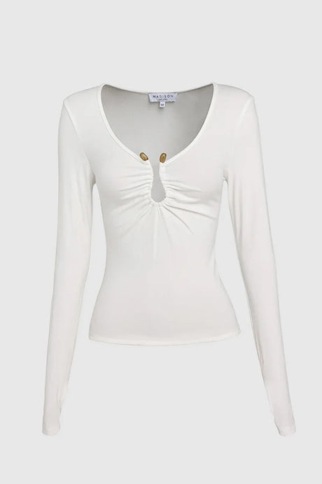 Madison The Label Leanne Long Sleeve Top - White
