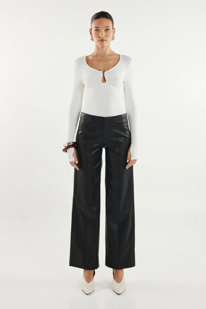 Madison The Label Leanne Long Sleeve Top - White