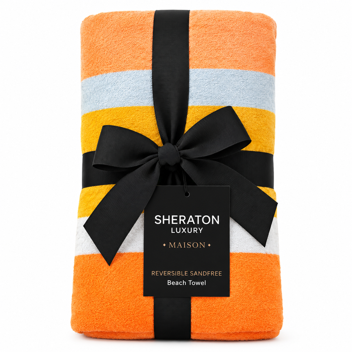 Sheraton Luxury Maison Sand Free Reversible Outdoor Pool/Beach Towel - Holiday stripe - Pink/Orange