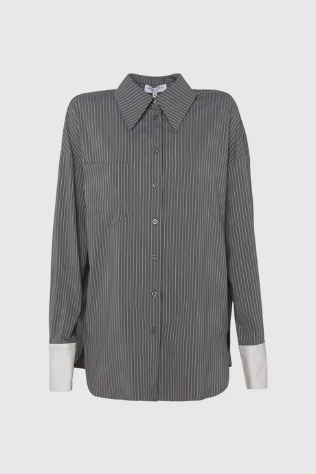 Madison The Label Lyon Shirt - Charcoal Stripe