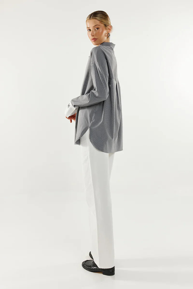 Madison The Label Lyon Shirt - Charcoal Stripe
