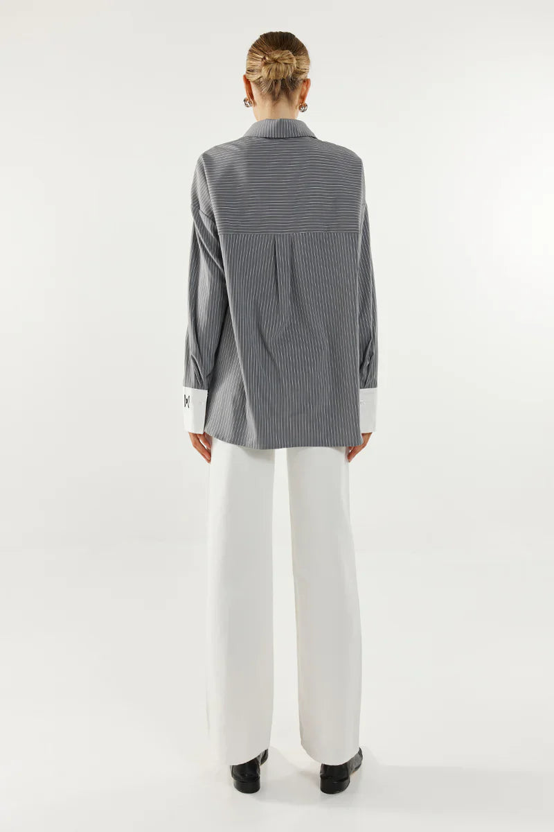 Madison The Label Lyon Shirt - Charcoal Stripe
