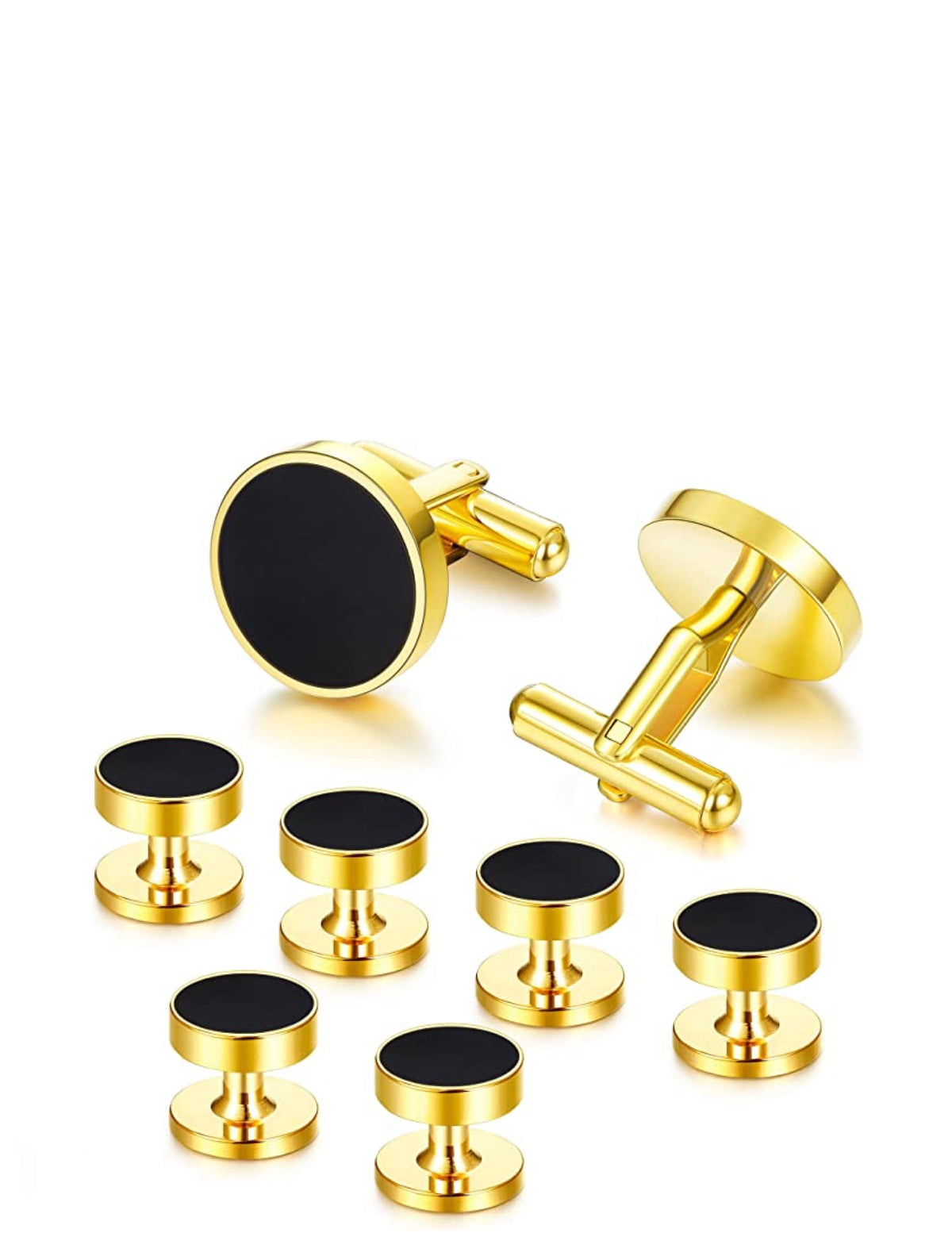 Stephen Oliver 18K Gold Black Cufflink Set