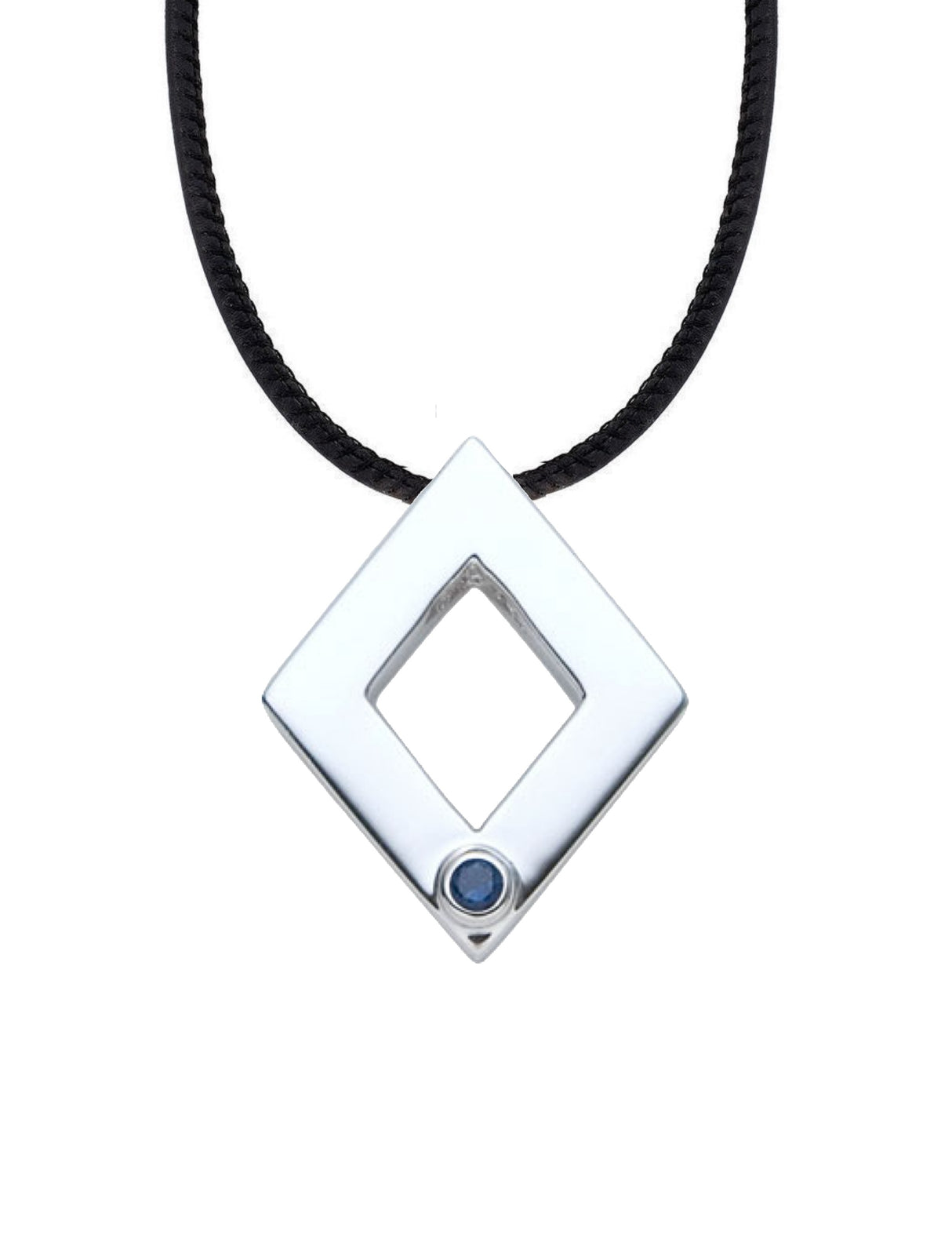 Stephen Oliver 18K White Gold Sapphire Pyramid Modern Necklace