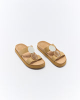 Walnut Melbourne Micah Leather Slide - Biscuit